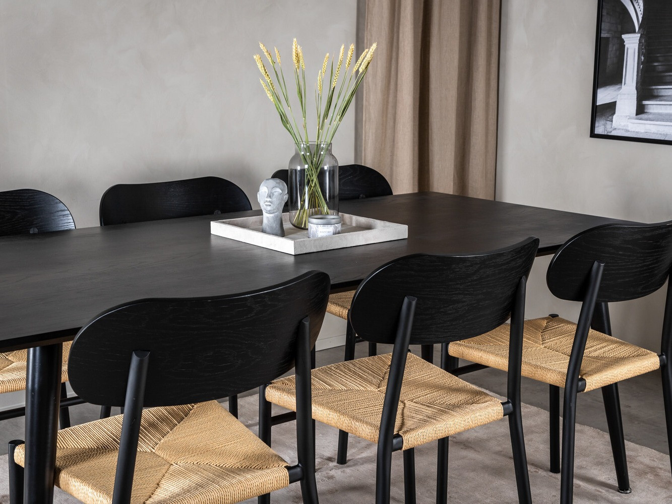 Conjunto de mesas y sillas para comedor Dallas 2574 (Negro + Marrón)