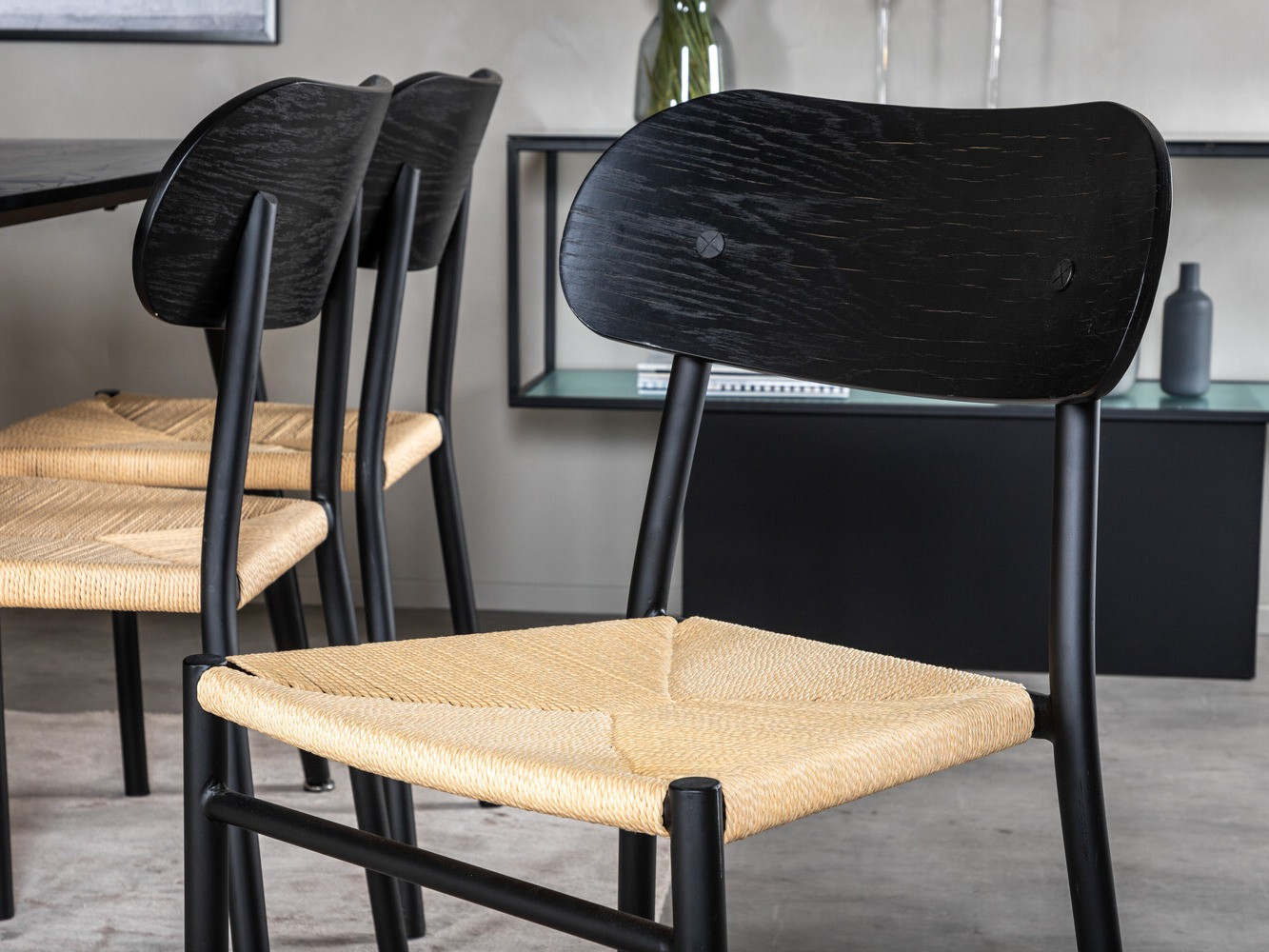 Conjunto de mesas y sillas para comedor Dallas 2574 (Negro + Marrón)