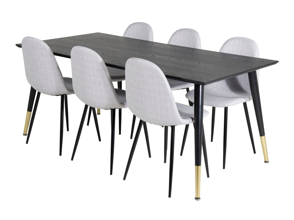 Conjunto de mesas y sillas para comedor Dallas 2577 (Negro + Latón)