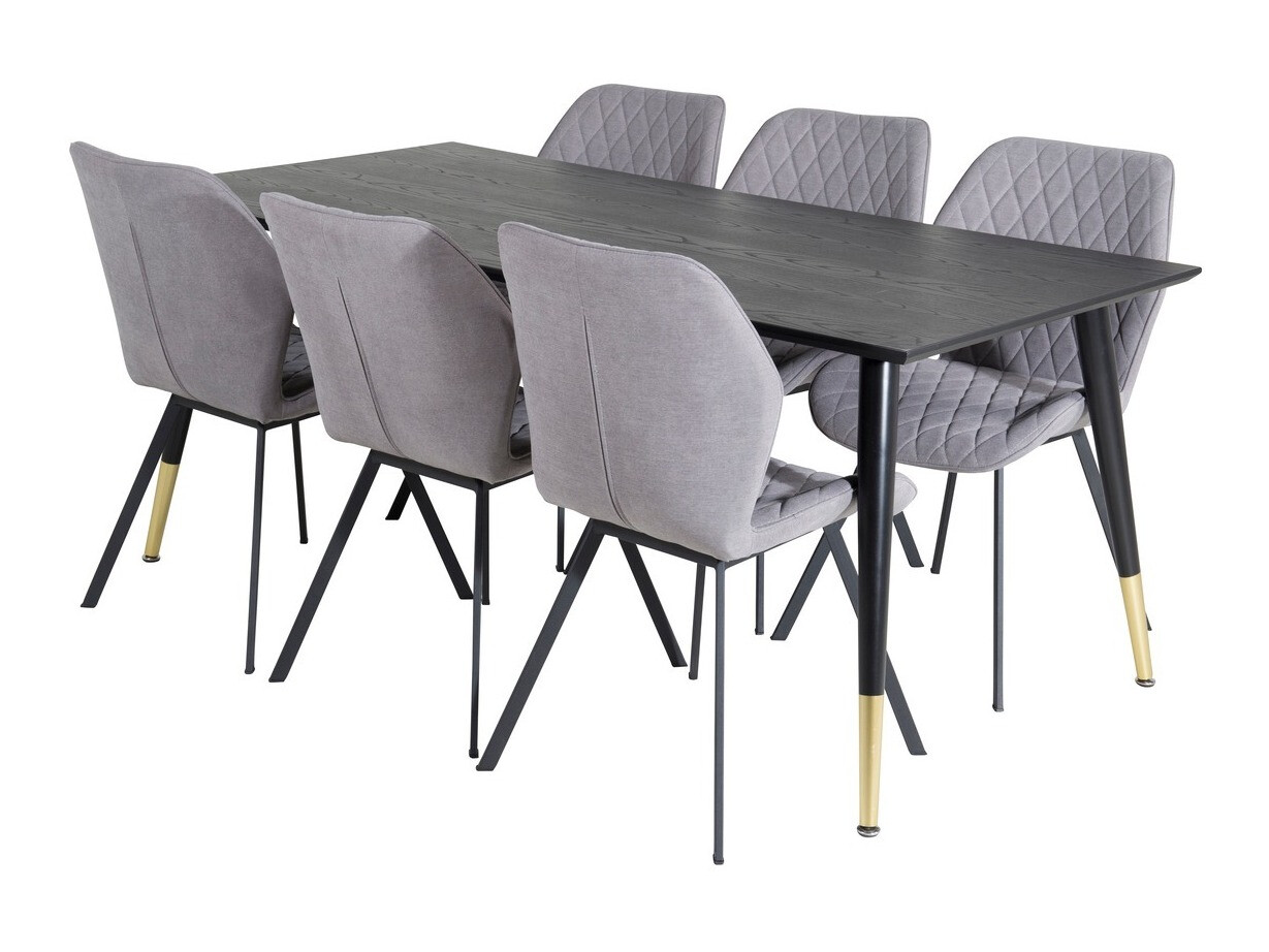 Conjunto de mesas y sillas para comedor Dallas 2582 (Negro + Latón)