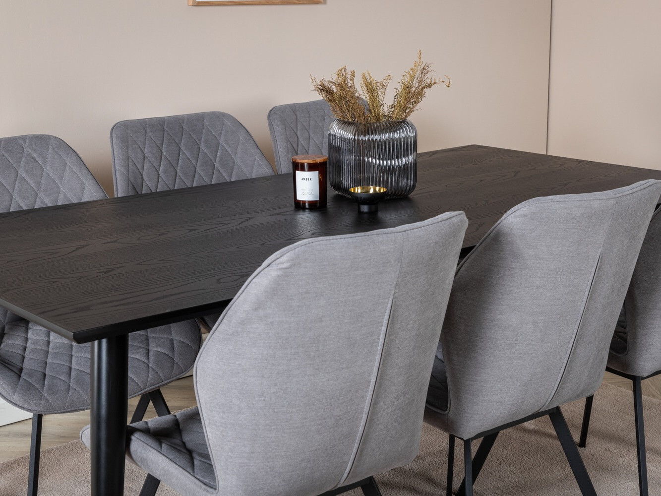 Conjunto de mesas y sillas para comedor Dallas 2582 (Negro + Latón)