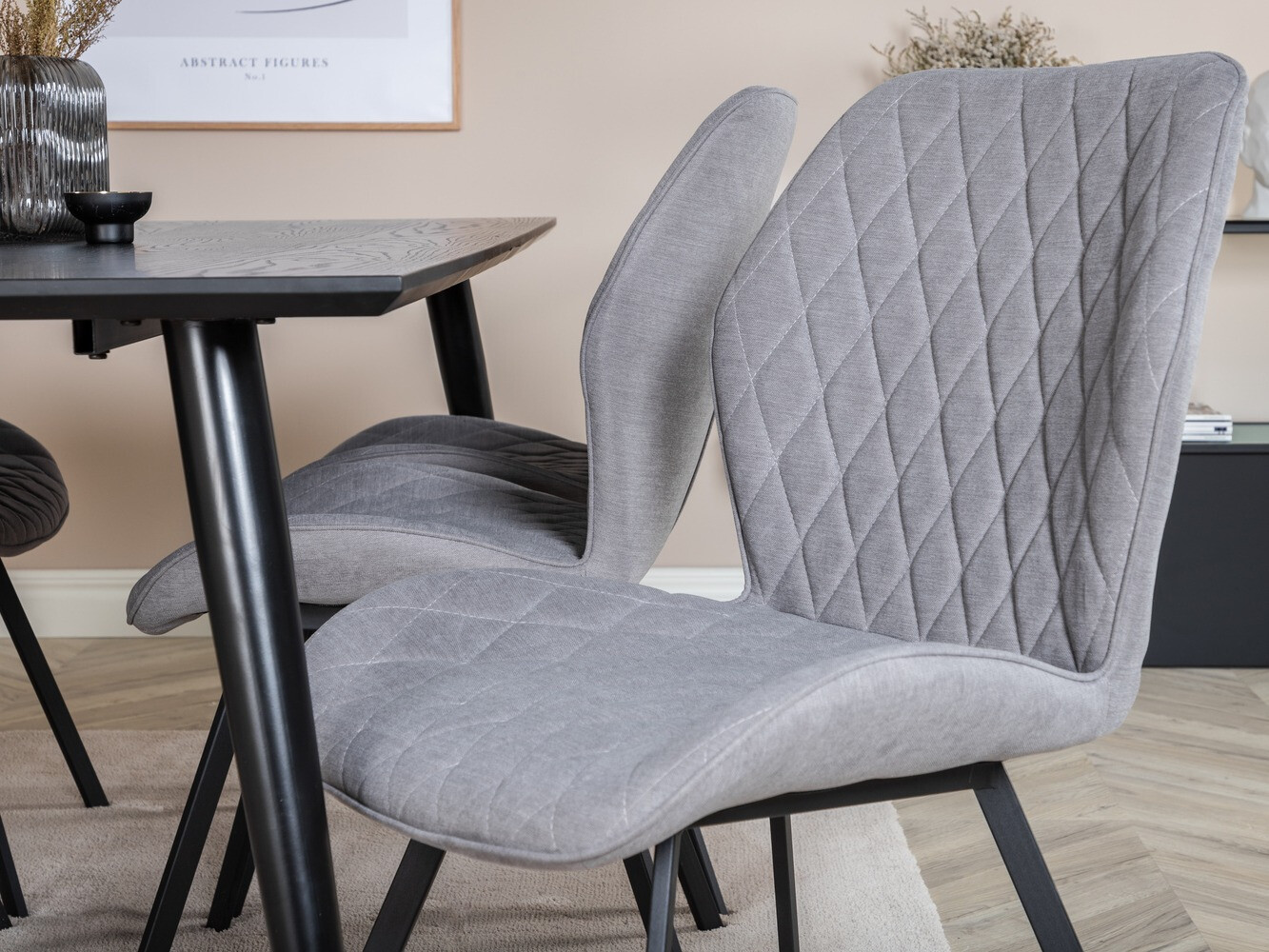 Conjunto de mesas y sillas para comedor Dallas 2582 (Negro + Latón)