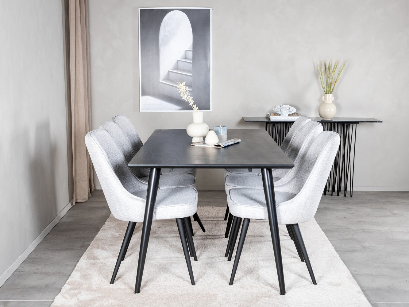 Conjunto de mesas y sillas para comedor Dallas 2593 (Gris claro + Negro)