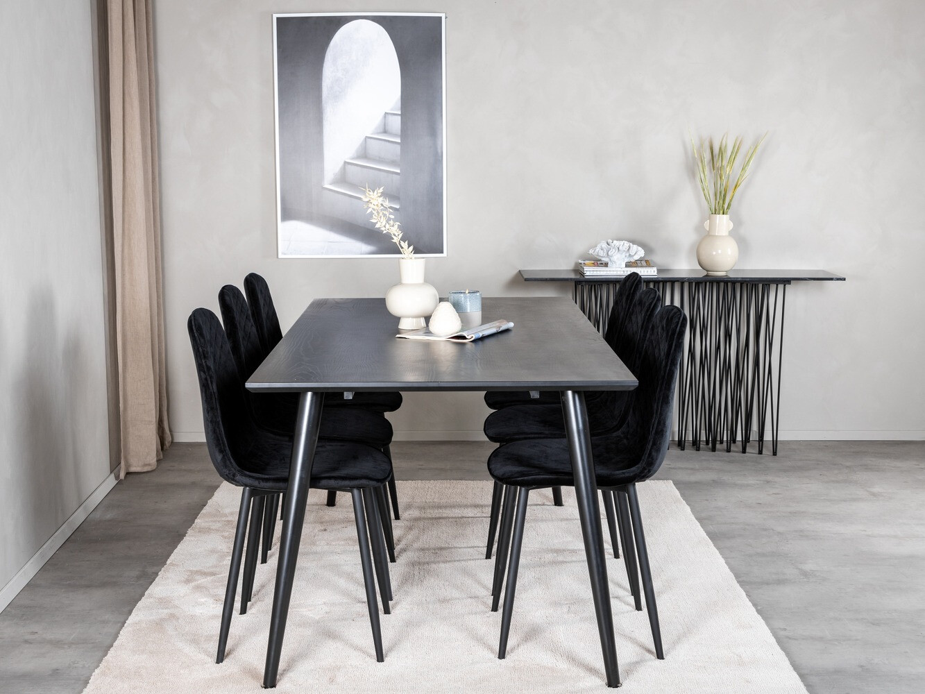 Conjunto de mesas y sillas para comedor Dallas 2596 (Negro)