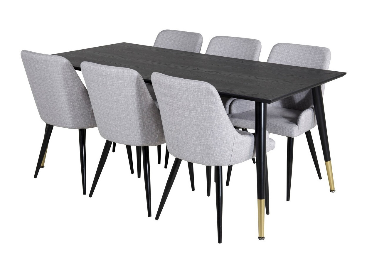 Conjunto de mesas y sillas para comedor Dallas 2599 (Negro + Latón)