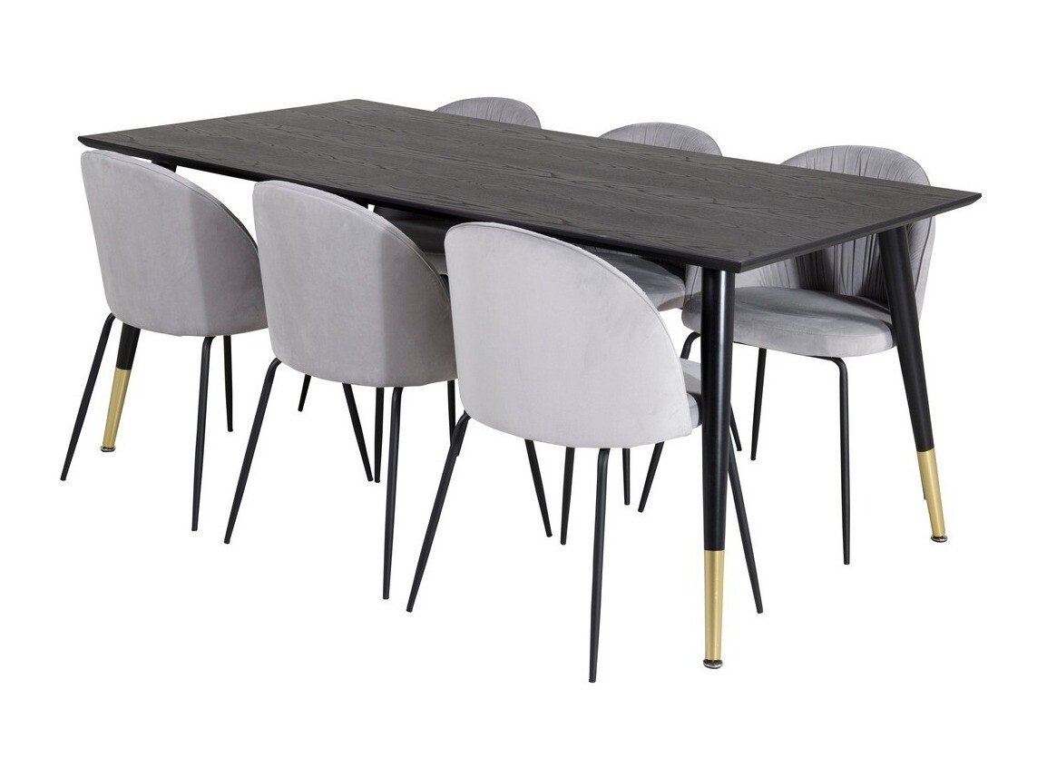 Conjunto de mesas y sillas para comedor Dallas 2600 (Negro + Latón)