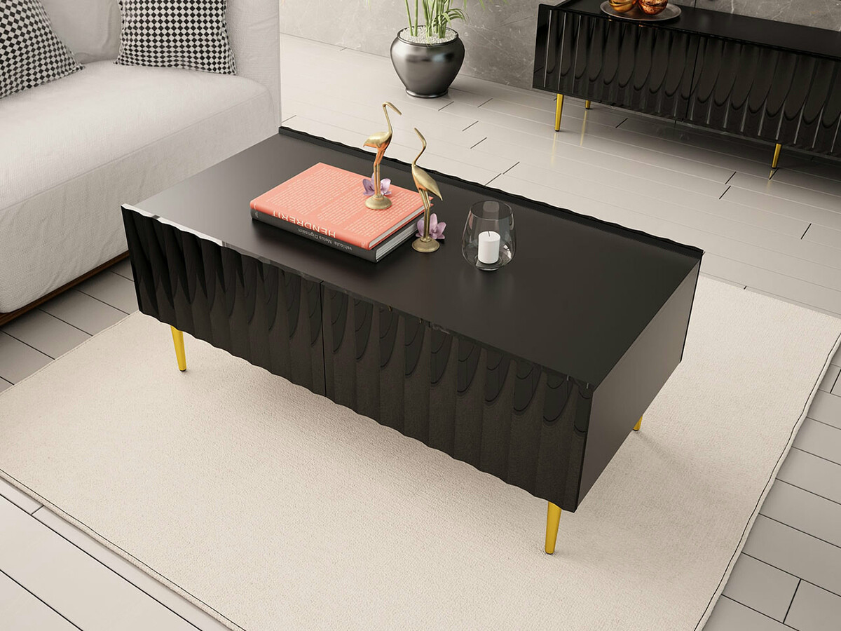 Mesa de centro Merced B129 (Negro brillante + Negro)