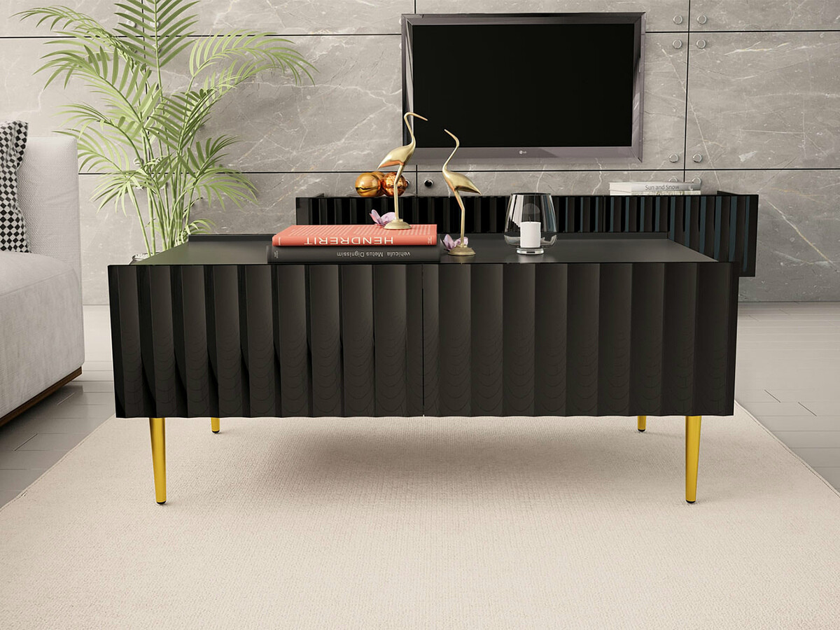 Mesa de centro Merced B129 (Negro brillante + Negro)