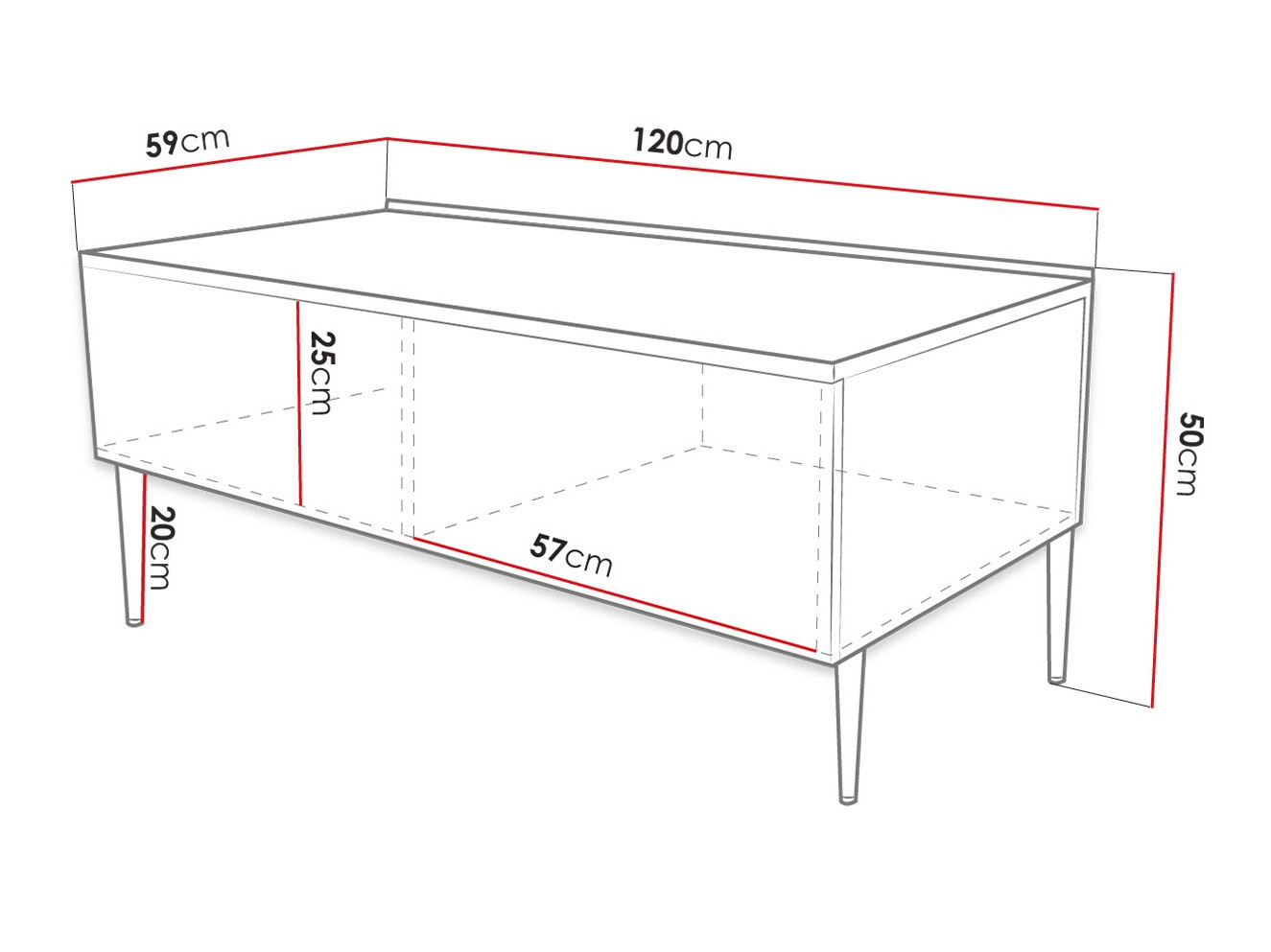 Mesa de centro Merced B129 (Negro brillante + Negro)