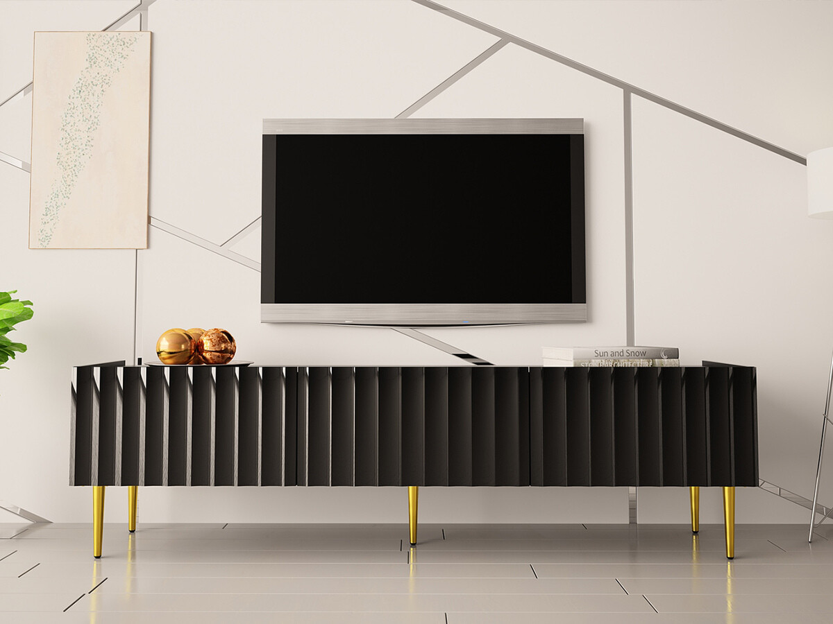 Mueble TV Merced B127 (Negro brillante + Negro)