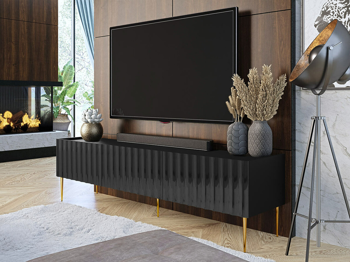 Mueble TV Merced B127 (Negro brillante + Negro)