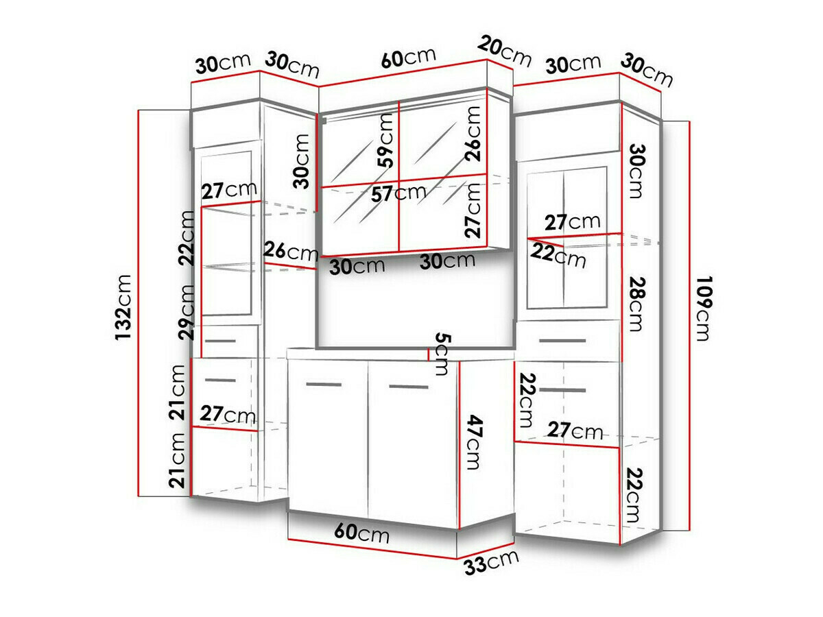 Conjunto de mueble de baño Sarasota 140 (Blanco brillante + Madera gris)
