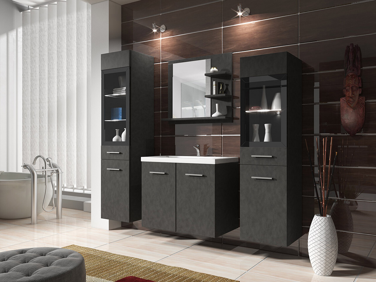 Conjunto de mueble de baño Scientia IV (Madera gris)