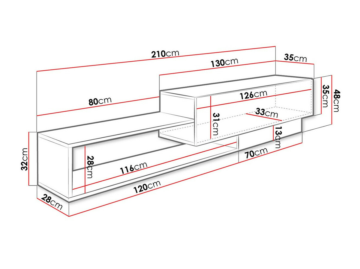 Mueble TV Pinos (Blanco + Roble wotan)