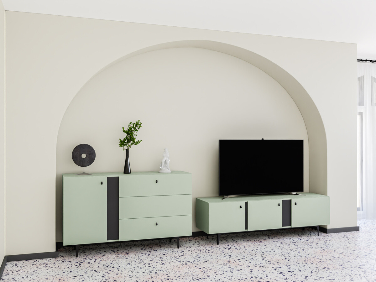 Conjunto de salón Fresno AF108 (Verde polvoriento)