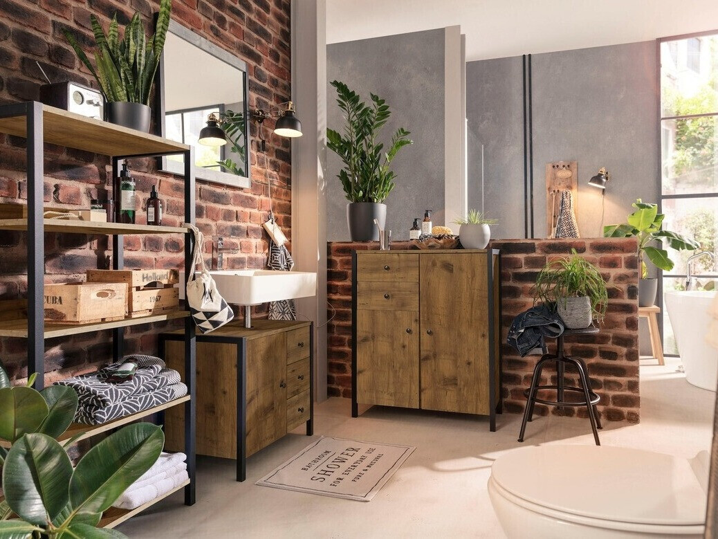 Estantería Larnovo 108 (Roble oscuro + Negro)