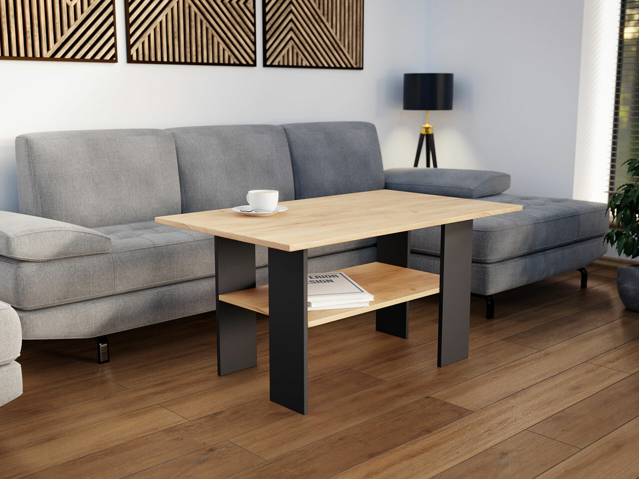 Mesa de centro Reading 101 (Negro + Craft roble)