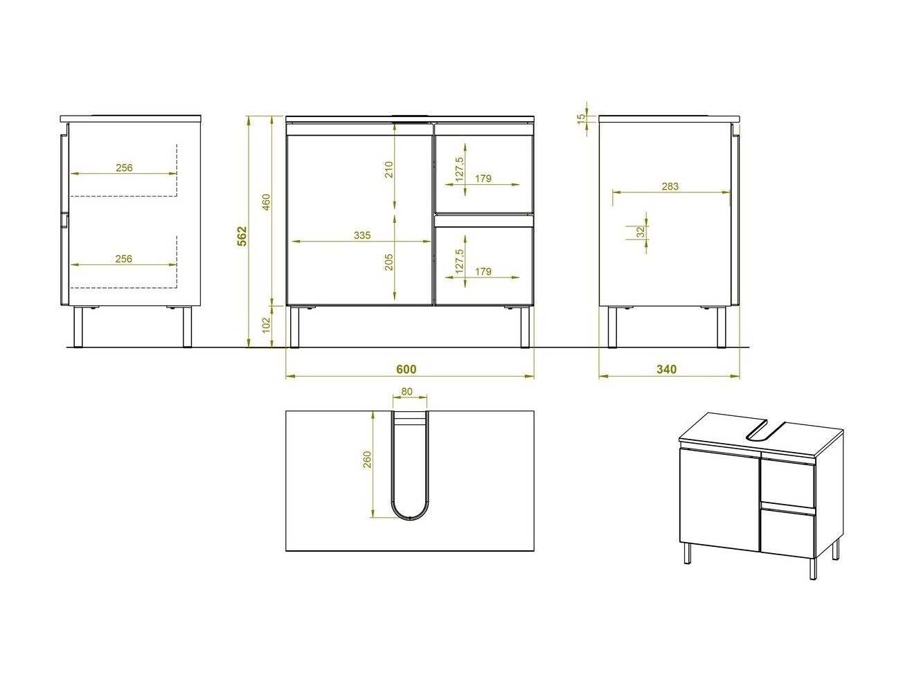 Armario de baño de pie para lavabo Levtalo 100