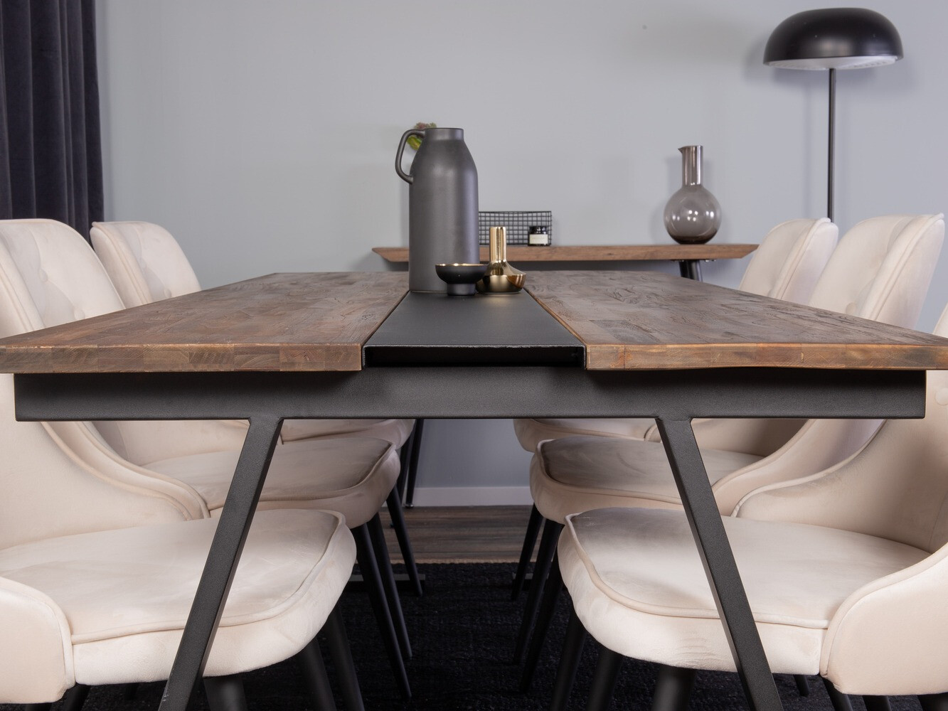 Conjunto de comedor Dallas 1934 (Negro + Beige)