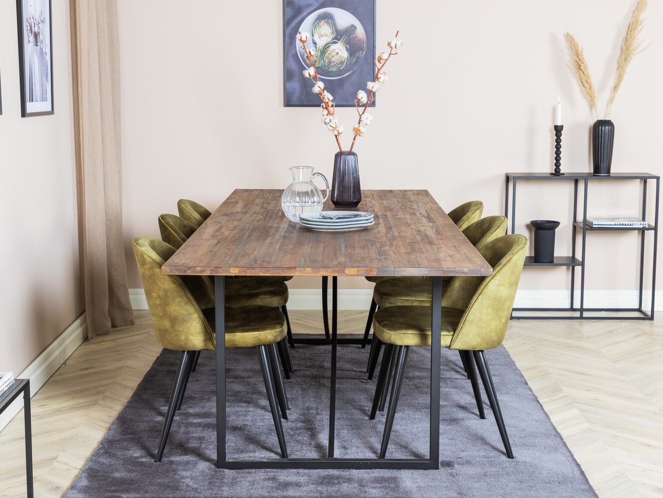 Conjunto de mesas y sillas para comedor Dallas 1598 (Verde polvoriento)