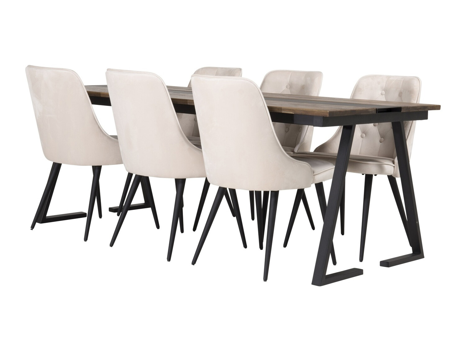 Conjunto de mesas y sillas para comedor Dallas 1934 (Negro + Beige)