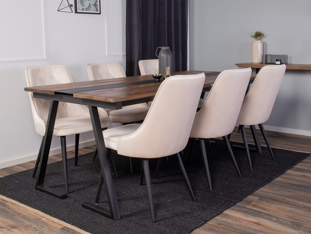 Conjunto de mesas y sillas para comedor Dallas 1934 (Negro + Beige)