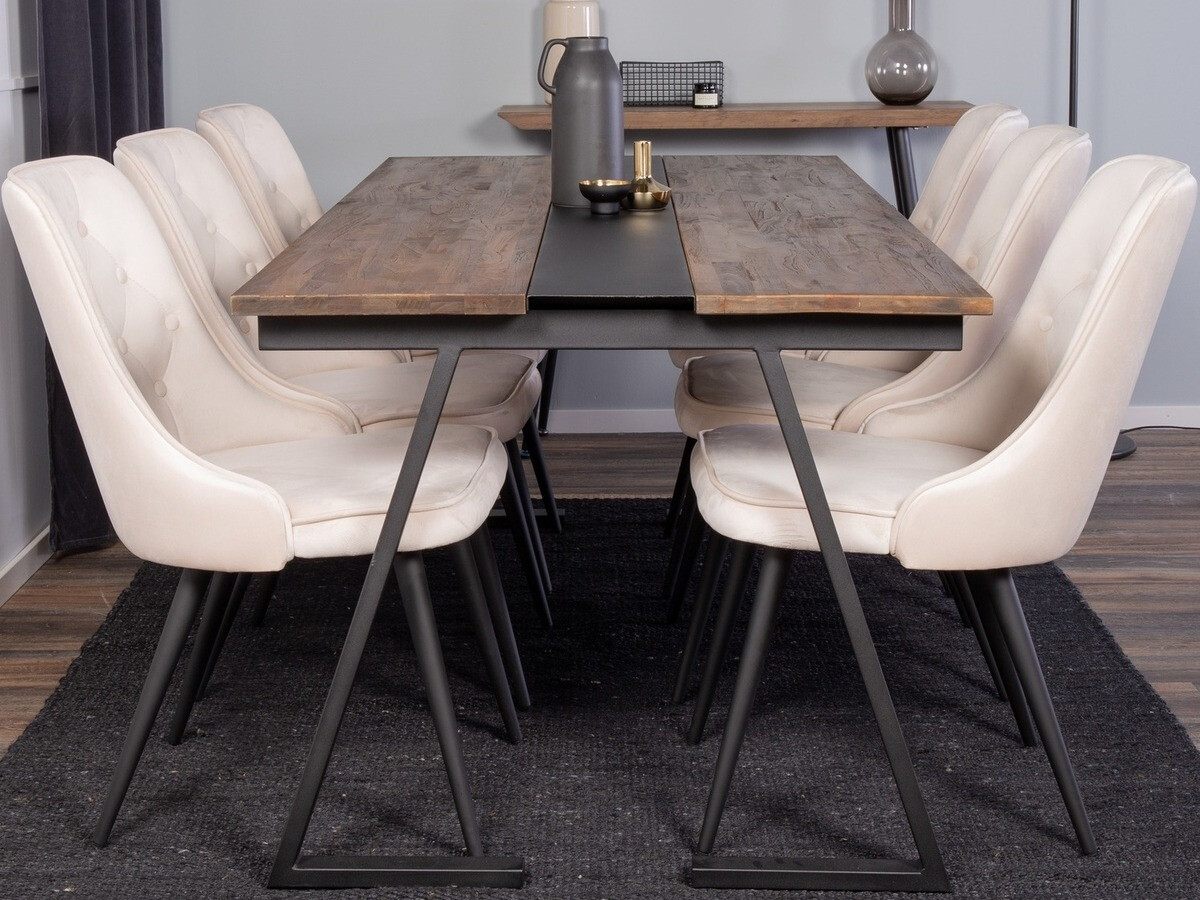 Conjunto de mesas y sillas para comedor Dallas 1934 (Negro + Beige)