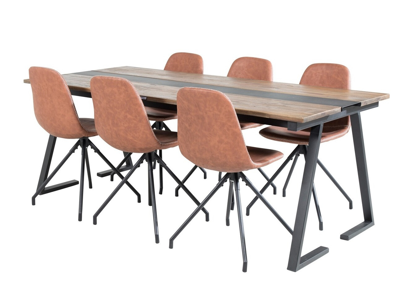 Conjunto de mesas y sillas para comedor Dallas 1938 (Negro + Marrón)