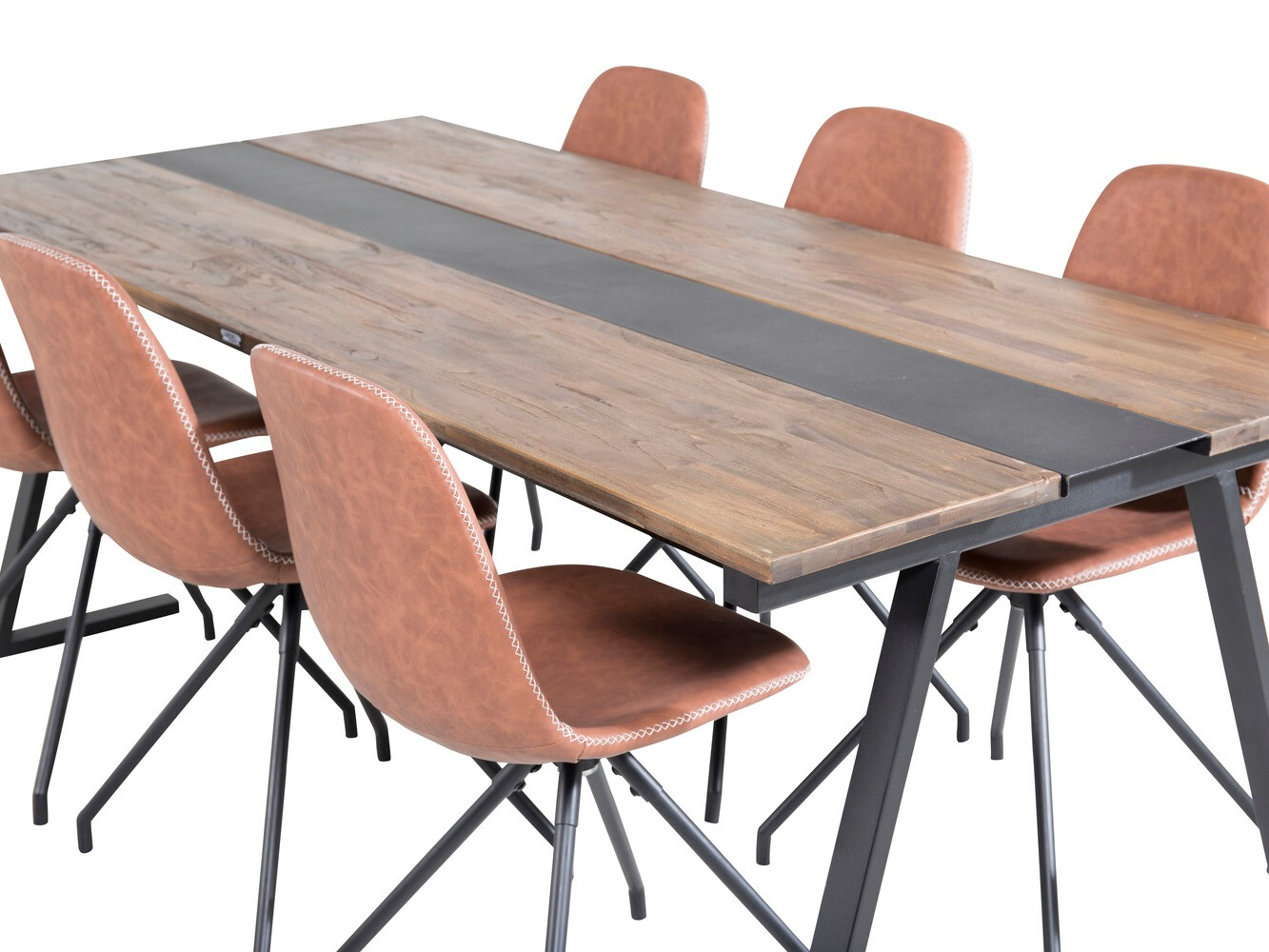 Conjunto de mesas y sillas para comedor Dallas 1938 (Negro + Marrón)