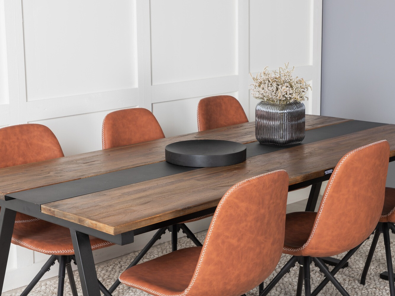 Conjunto de mesas y sillas para comedor Dallas 1938 (Negro + Marrón)