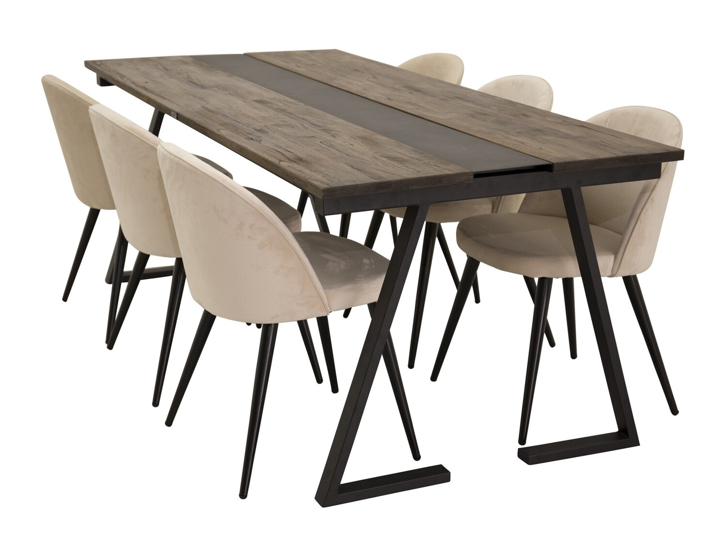 Conjunto de mesas y sillas para comedor Dallas 1944 (Crema + Negro)