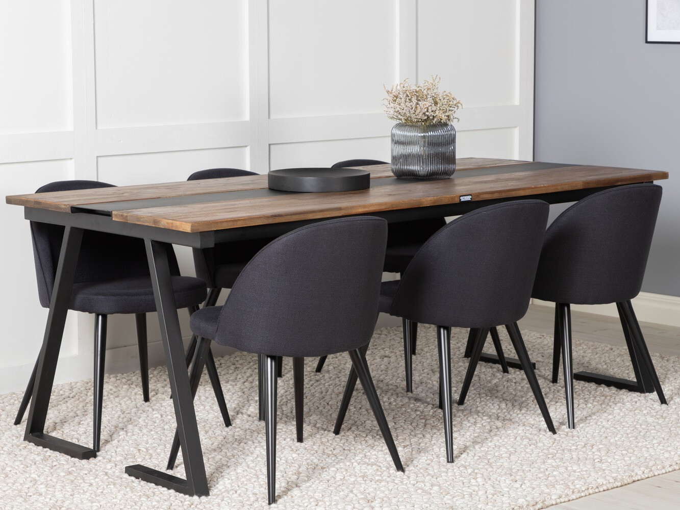 Conjunto de mesas y sillas para comedor Dallas 1944 (Negro)