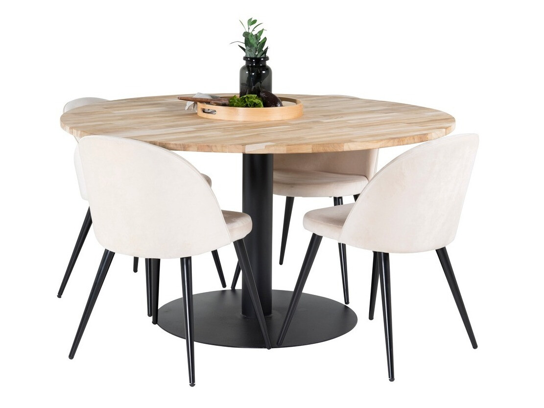 Conjunto de comedor Dallas 1731 (Negro + Crema)