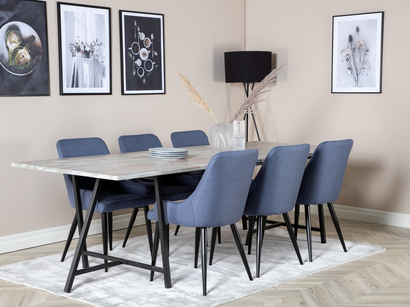 Conjunto de comedor Dallas 1846 (Negro + Azul)