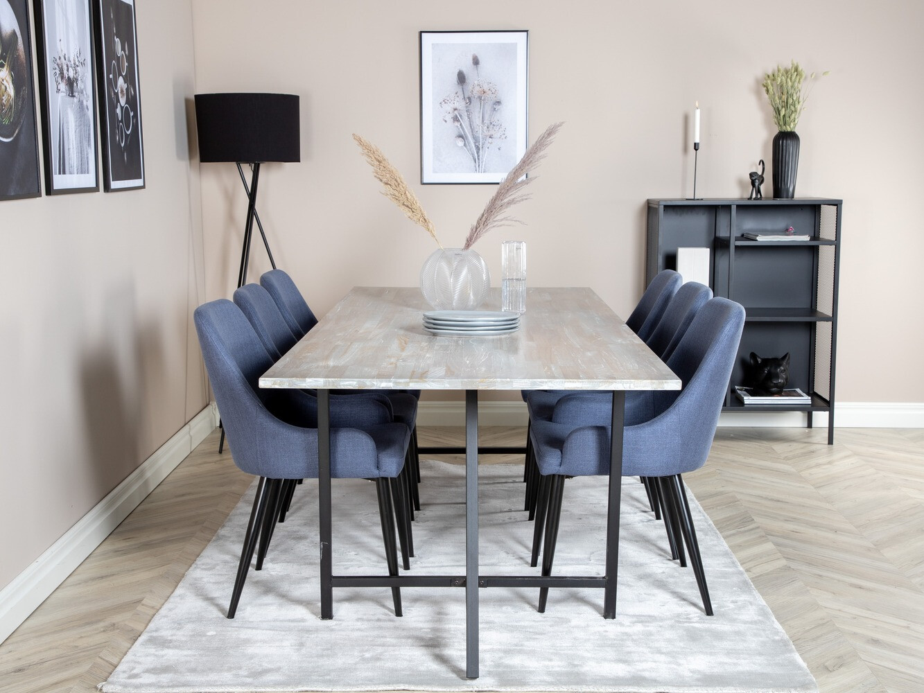 Conjunto de comedor Dallas 1846 (Negro + Azul)