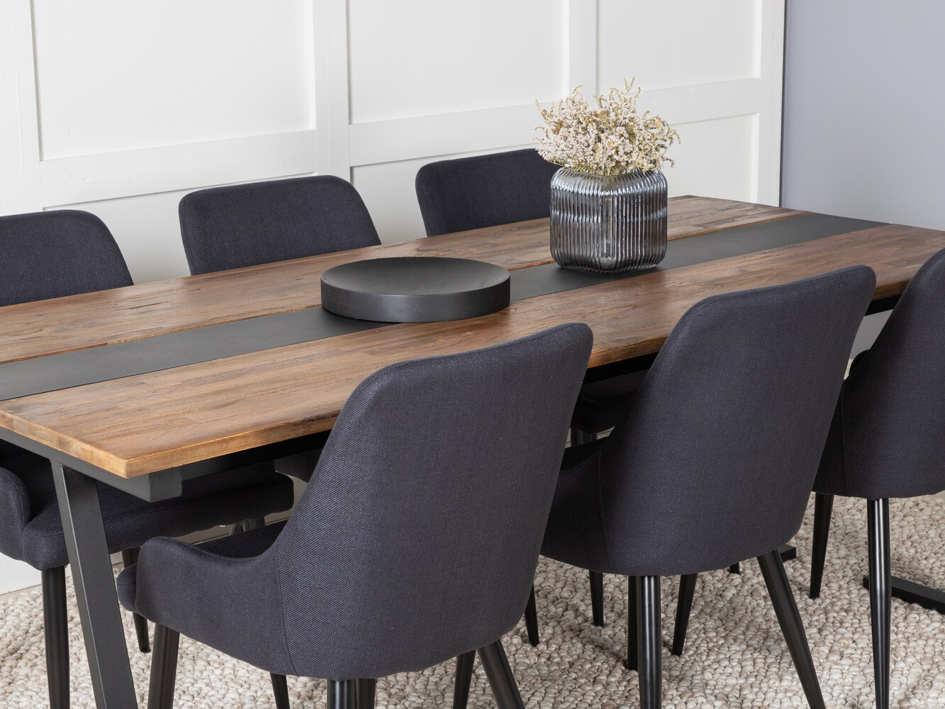 Conjunto de comedor Dallas 1948 (Negro + Azul)