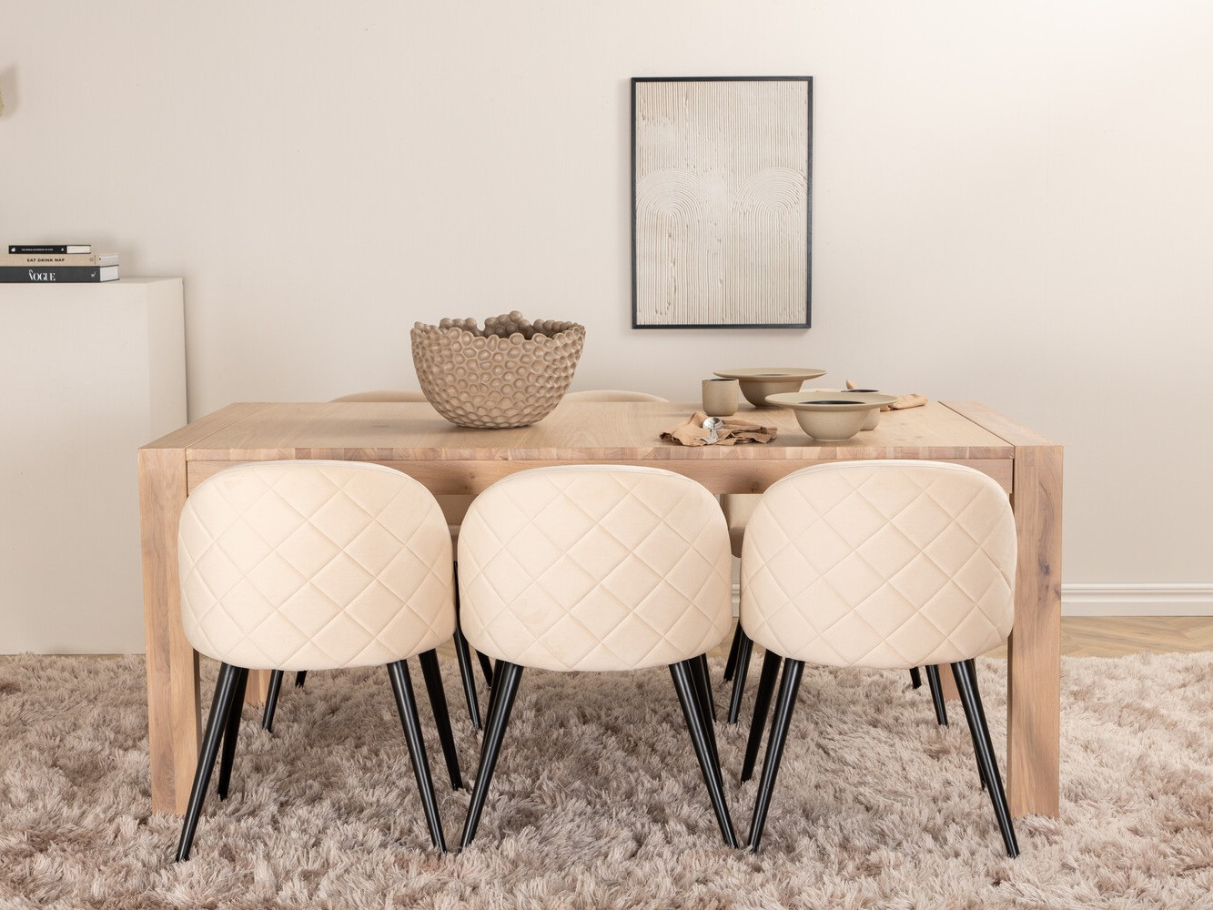 Conjunto de comedor Dallas 2952 (Beige + Negro)