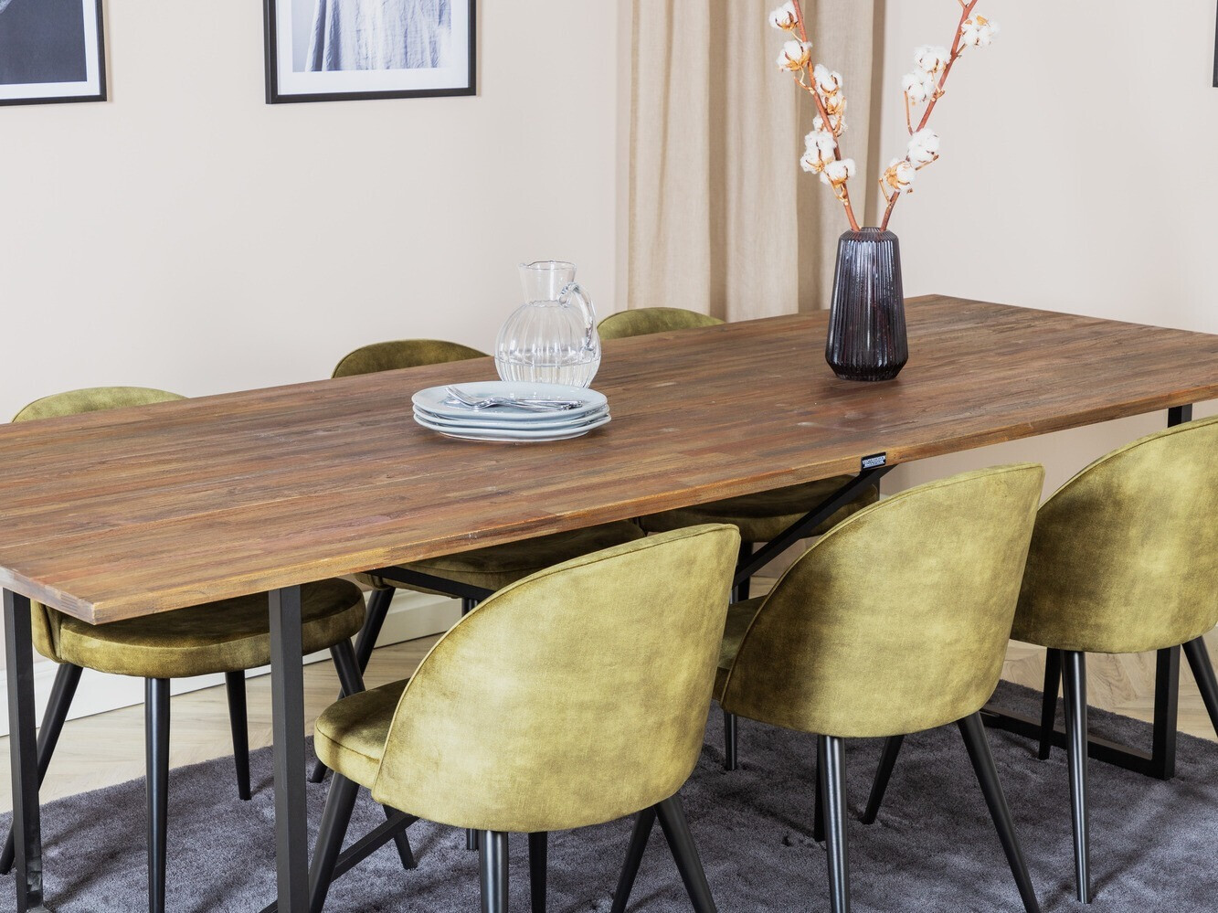 Conjunto de mesas y sillas para comedor Dallas 1598 (Verde polvoriento)