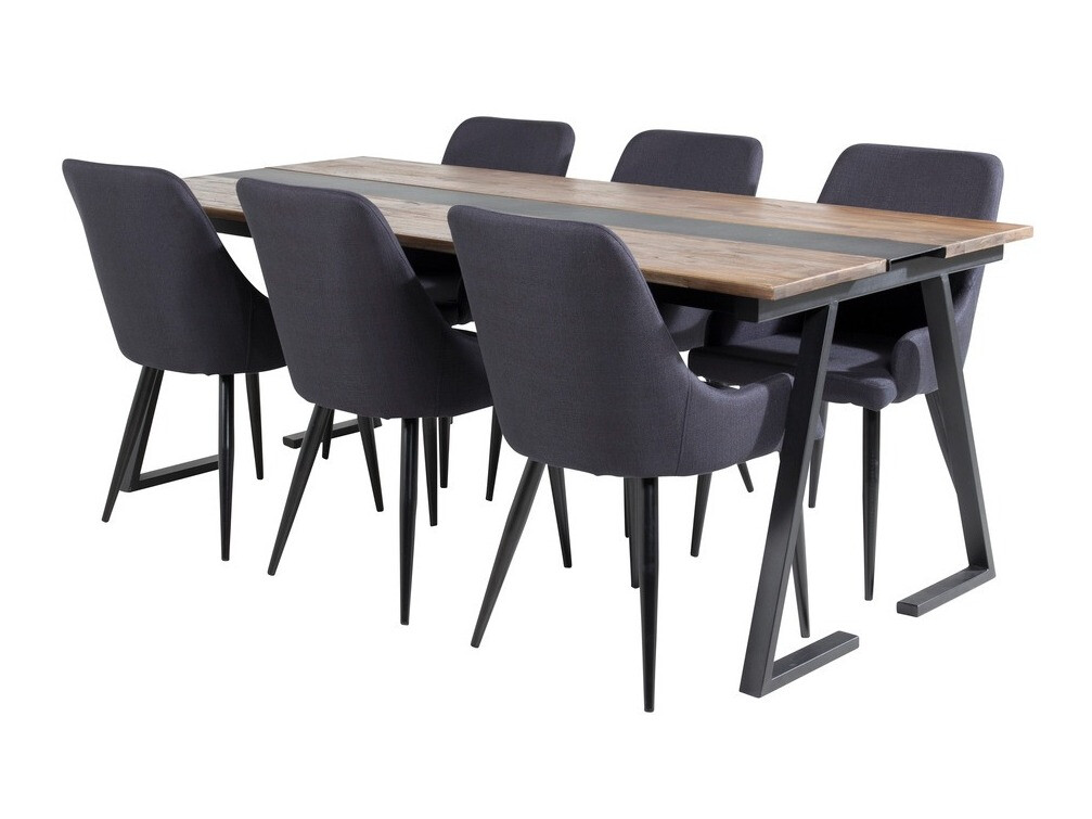 Conjunto de mesas y sillas para comedor Dallas 1948 (Negro + Azul)