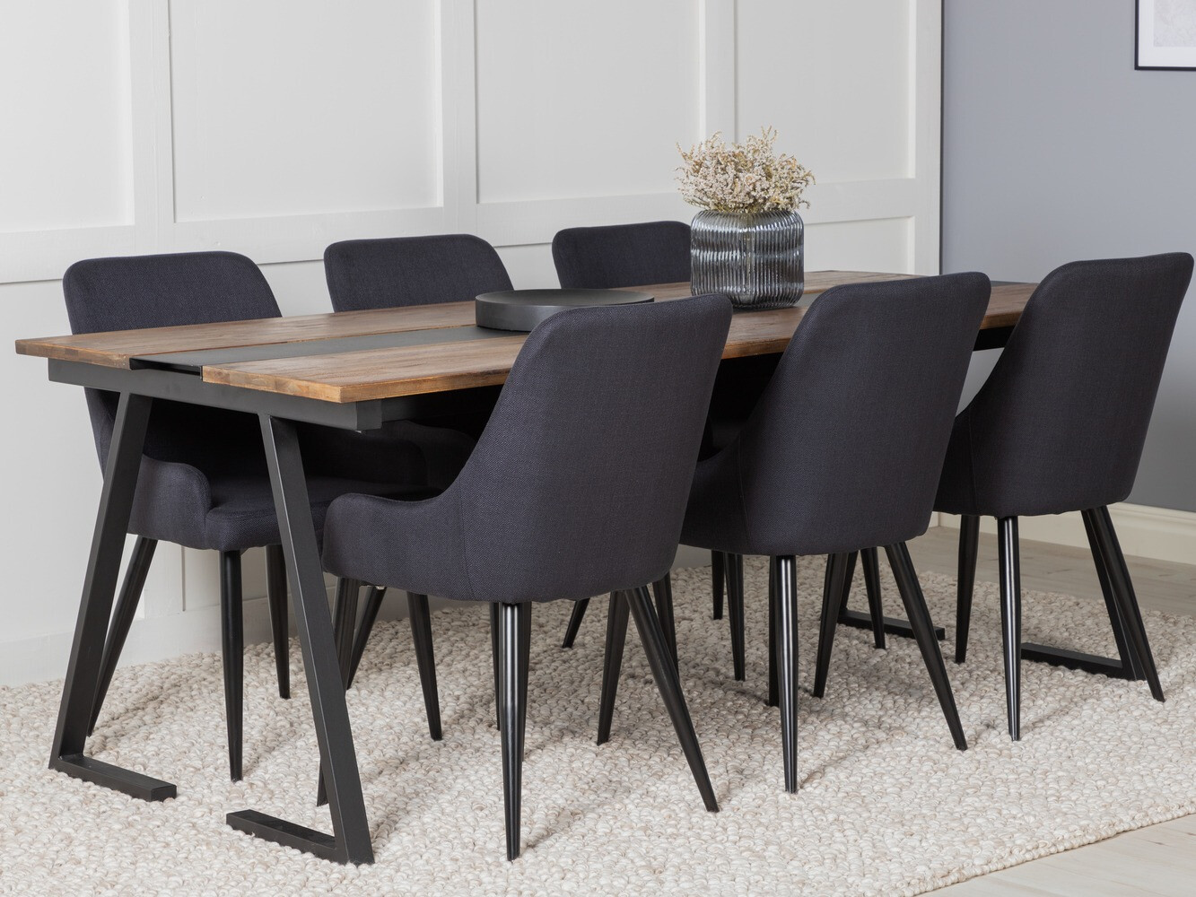 Conjunto de mesas y sillas para comedor Dallas 1948 (Negro + Azul)