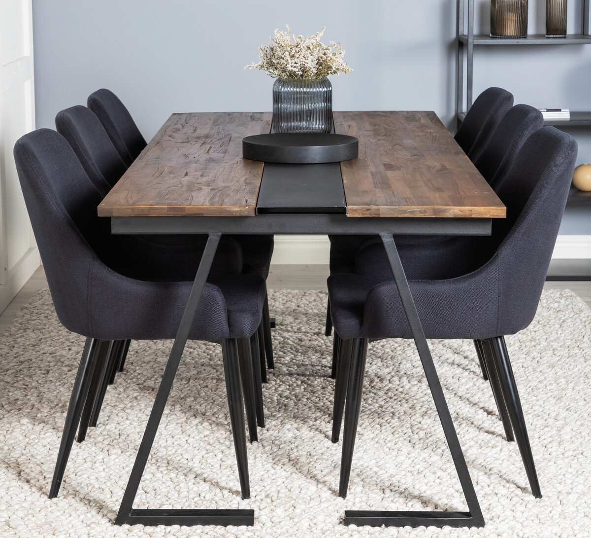 Conjunto de mesas y sillas para comedor Dallas 1948 (Negro + Azul)