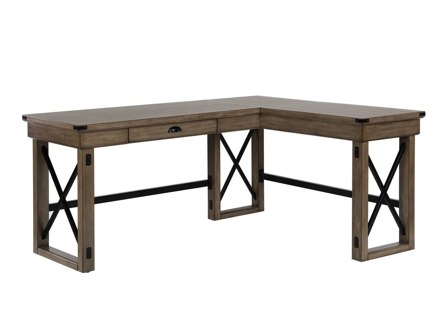 Mesa de ordenador esquinera Tulsa 450 (Gris + Roble)