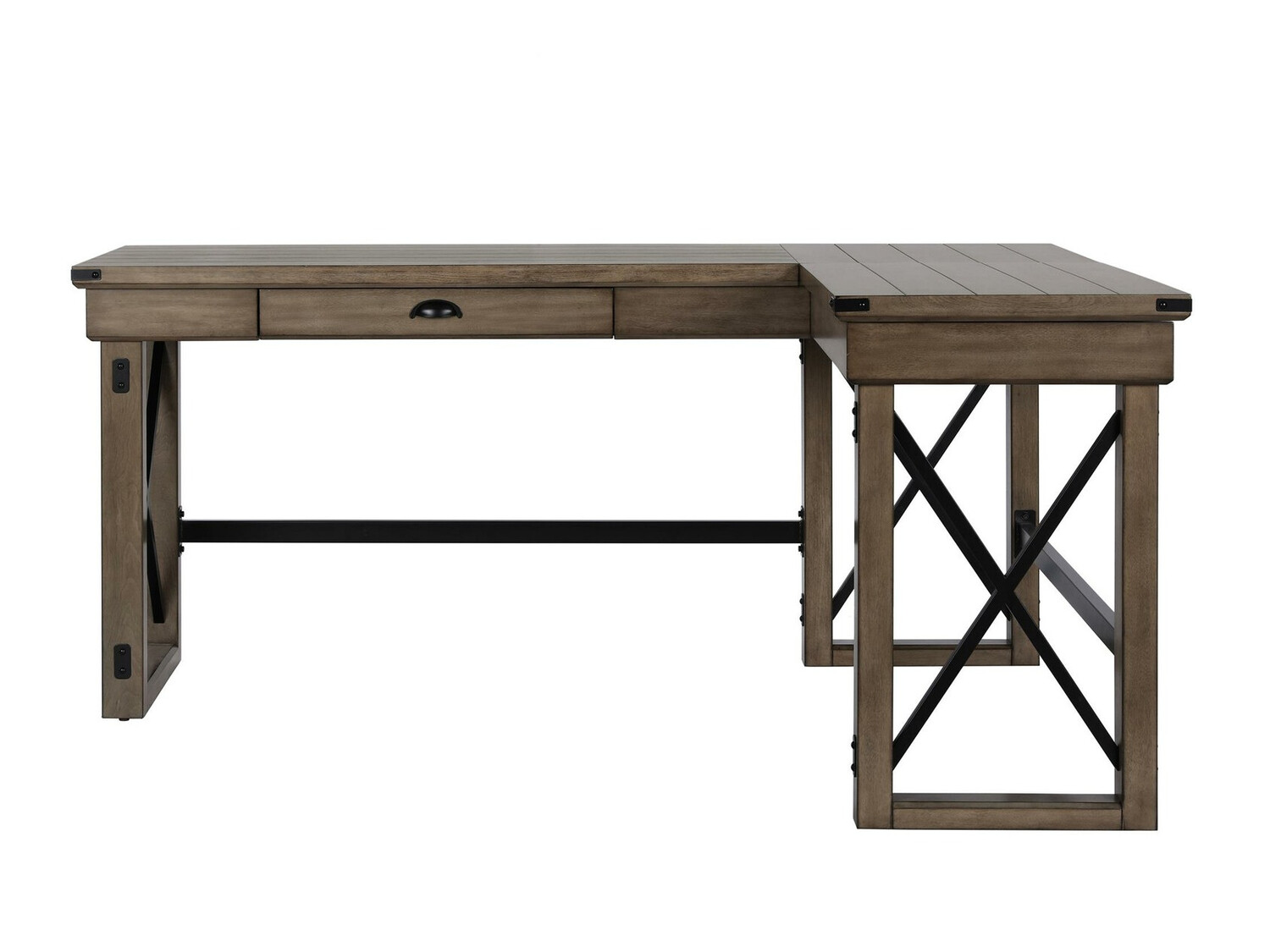 Mesa de ordenador esquinera Tulsa 450 (Gris + Roble)