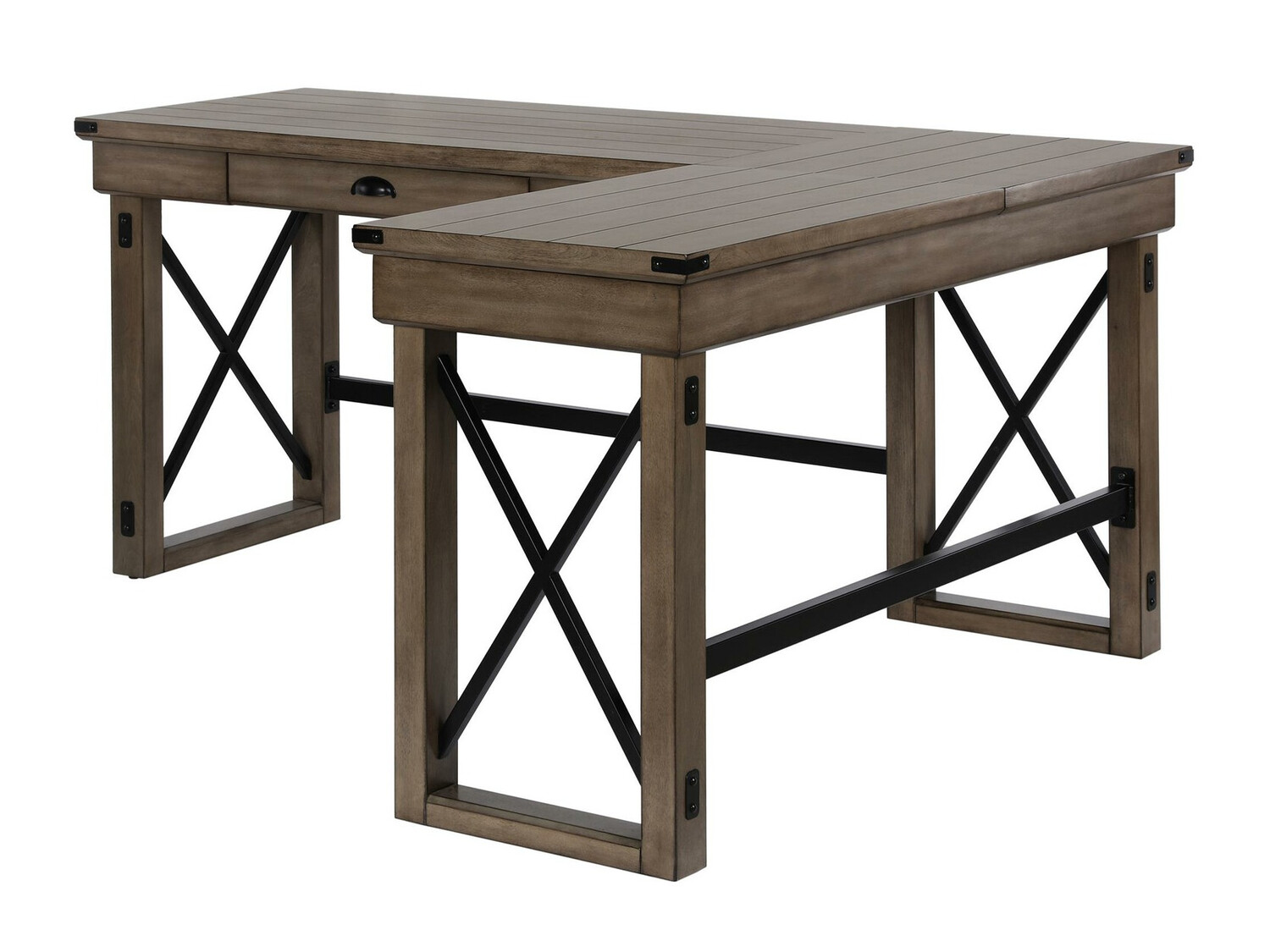 Mesa de ordenador esquinera Tulsa 450 (Gris + Roble)