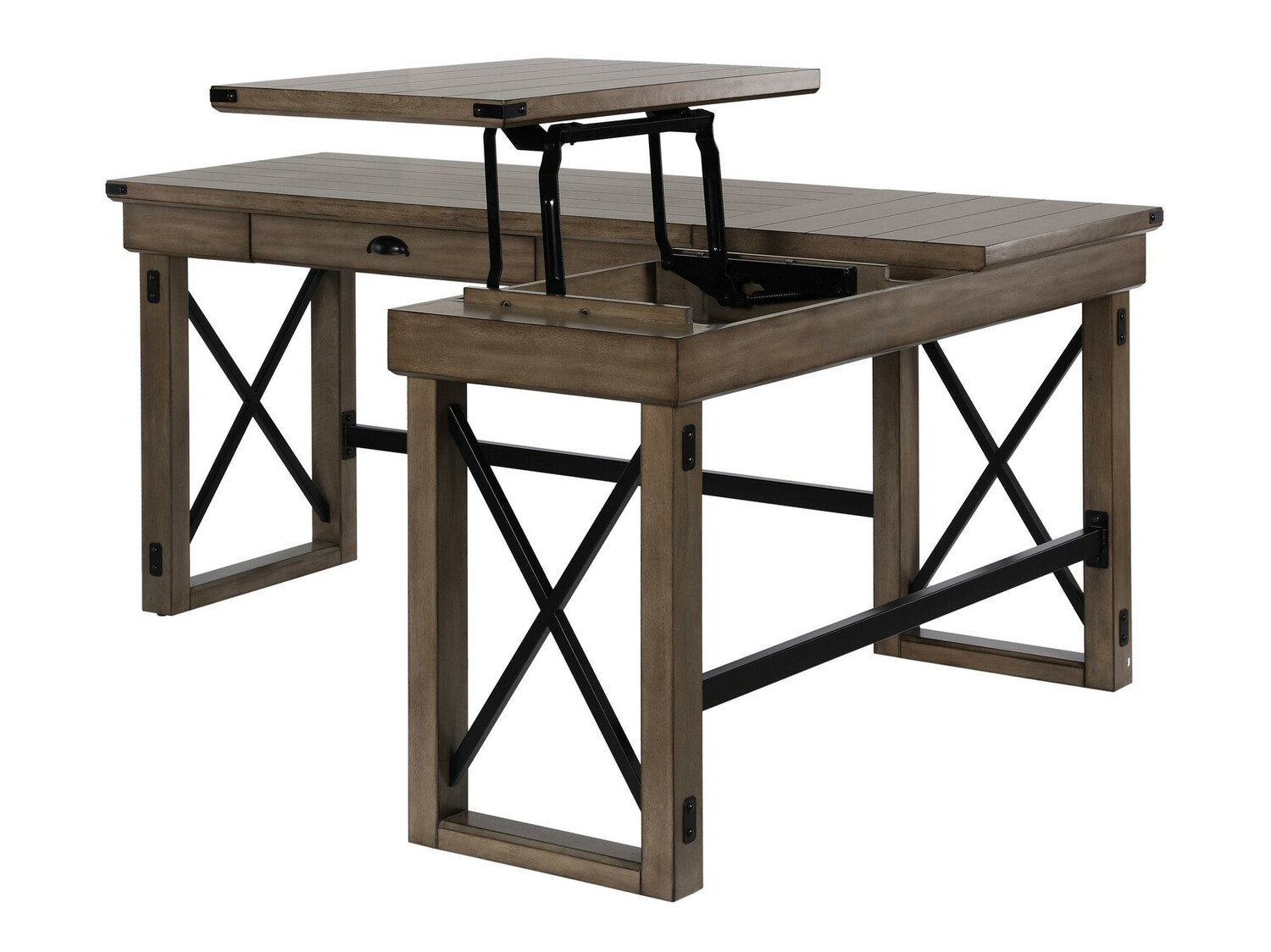 Mesa de ordenador esquinera Tulsa 450 (Gris + Roble)