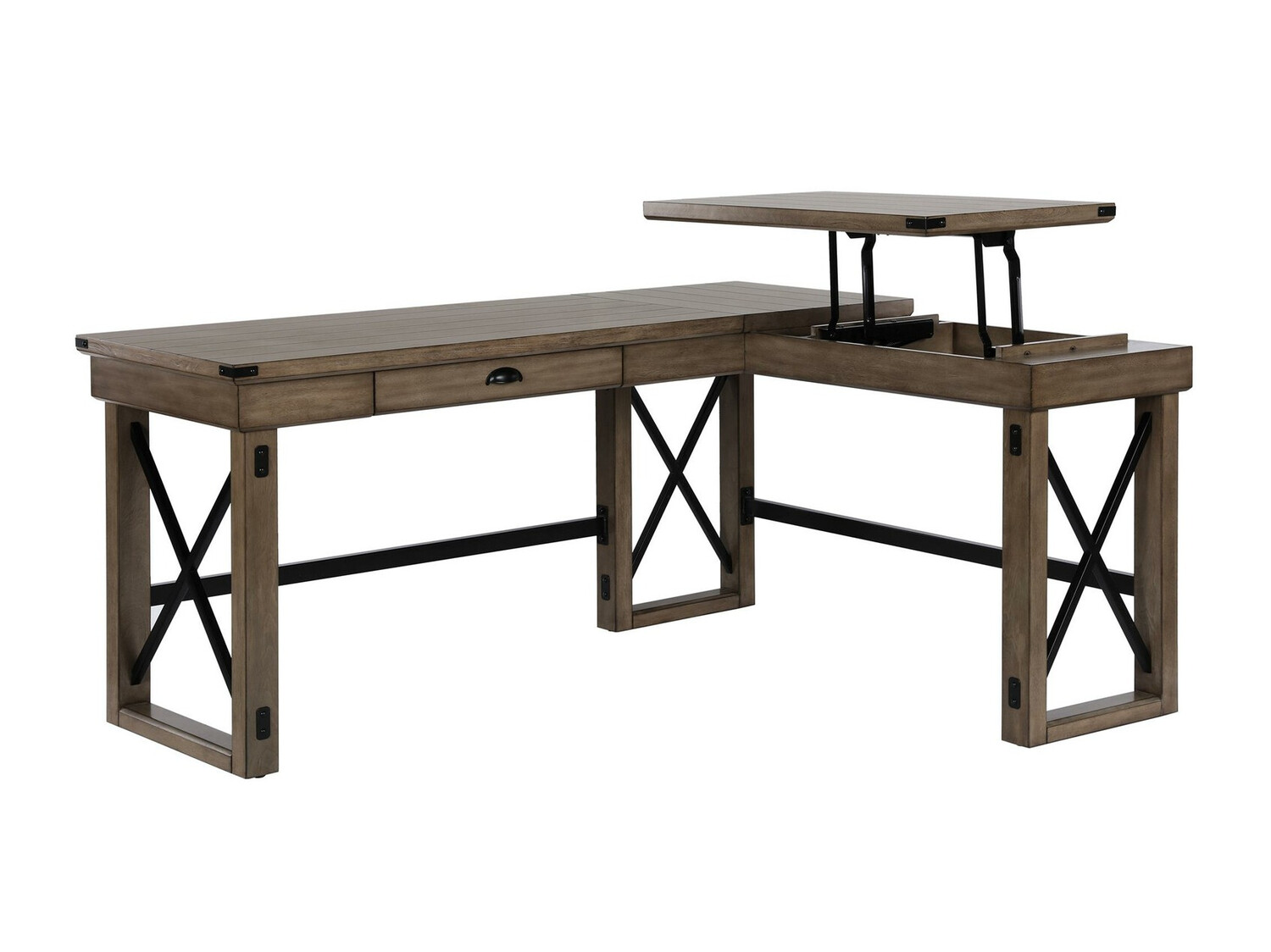 Mesa de ordenador esquinera Tulsa 450 (Gris + Roble)