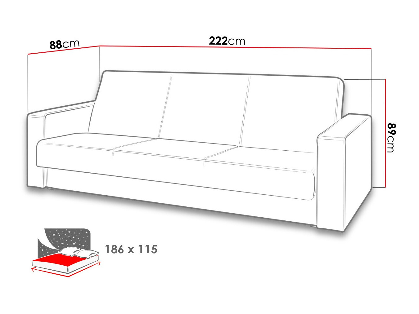 Sofá-cama Providence 164 (Soft 011 + Lux 05)