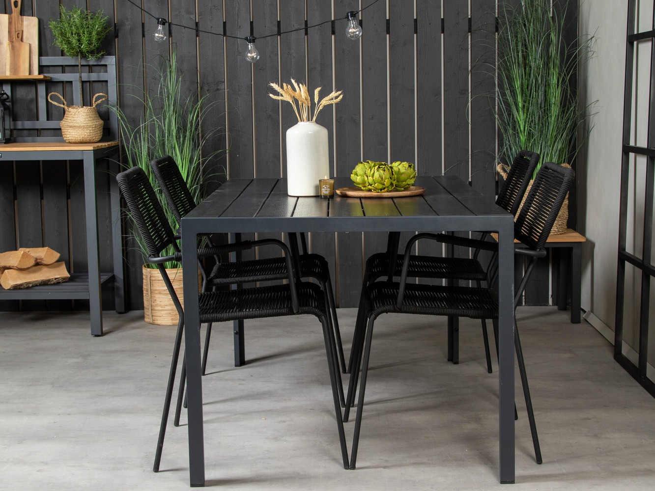 Conjunto de mesa y sillas Dallas 2983 (Negro)