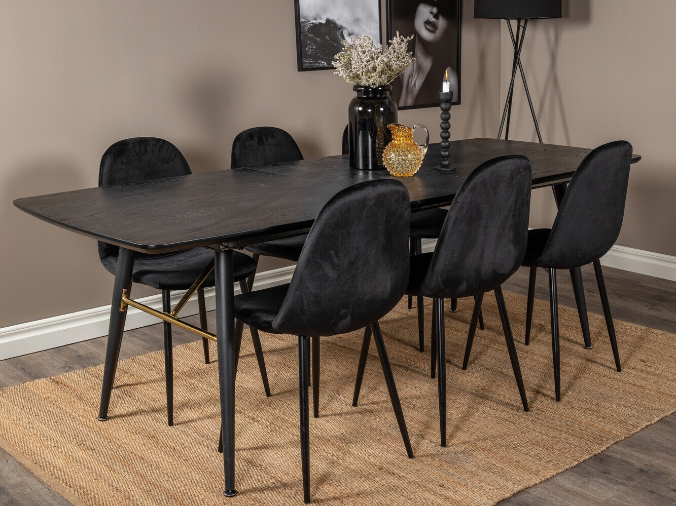 Conjunto de mesas y sillas para comedor Dallas 1580 (Negro)