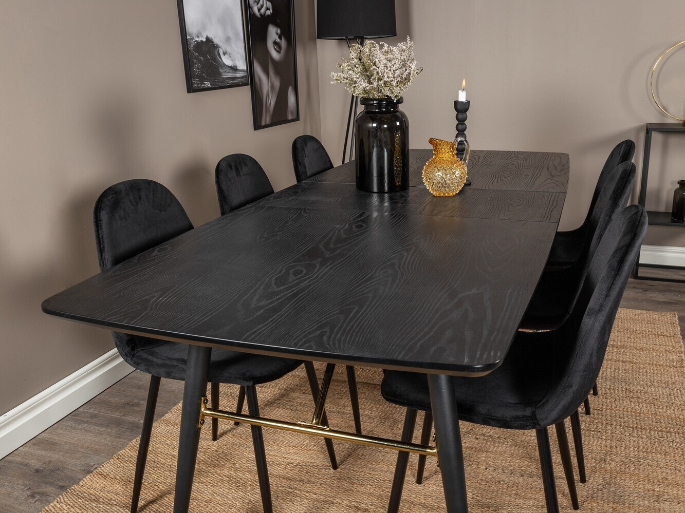 Conjunto de mesas y sillas para comedor Dallas 1580 (Negro)